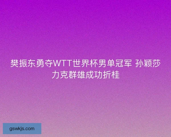 樊振东勇夺WTT世界杯男单冠军 孙颖莎力克群雄成功折桂