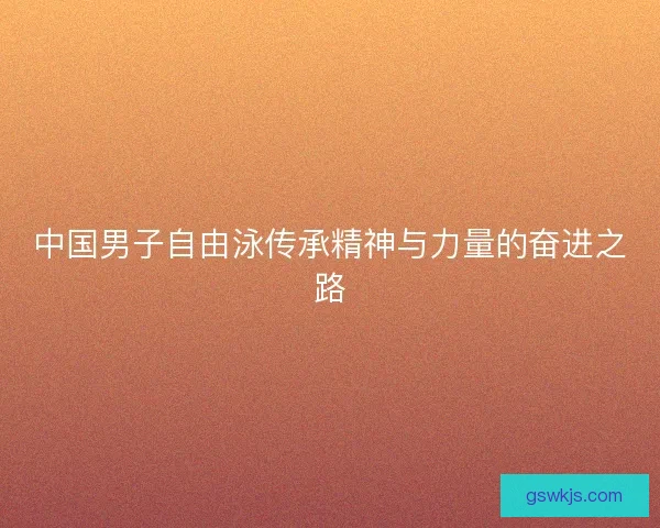 中国男子自由泳传承精神与力量的奋进之路